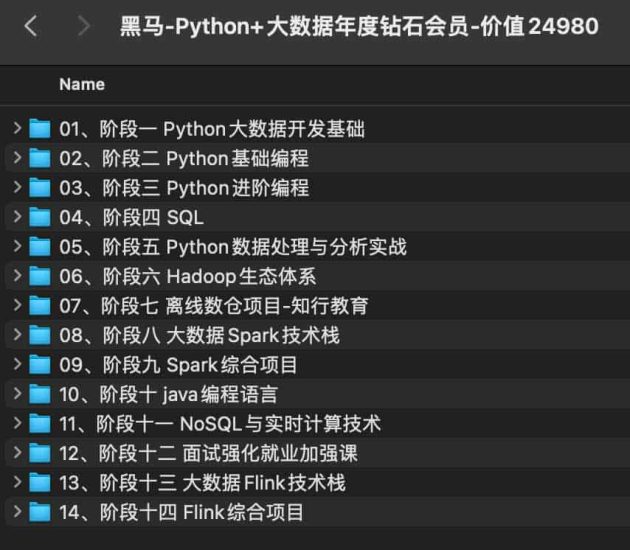 黑马-Python+大数据年度钻石会员-价值24980网赚项目-副业赚钱-互联网创业-资源整合老猫网赚